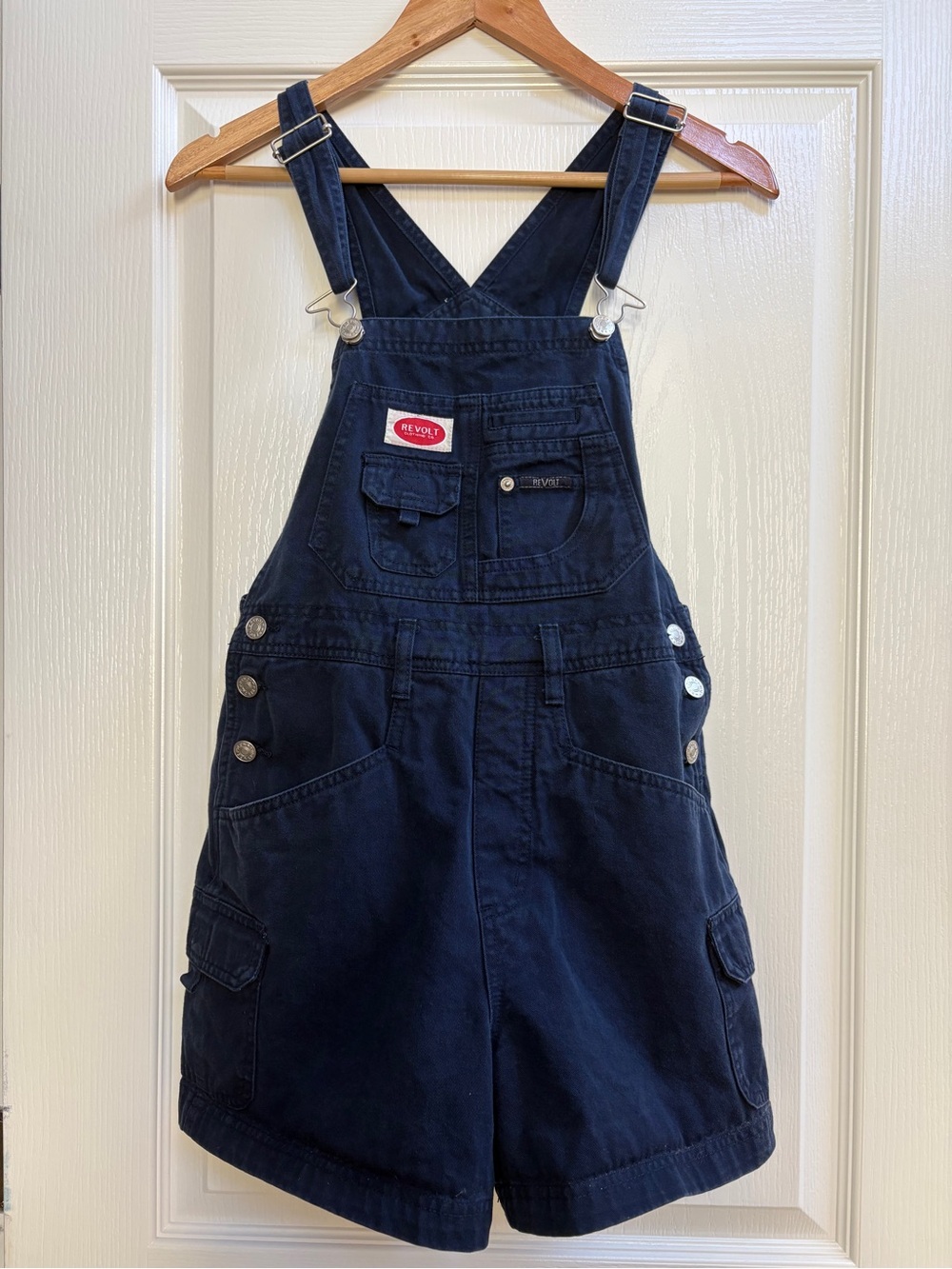 Revolt Clothing Women Junior’s Navy Blue Shorts Overall, Sz S